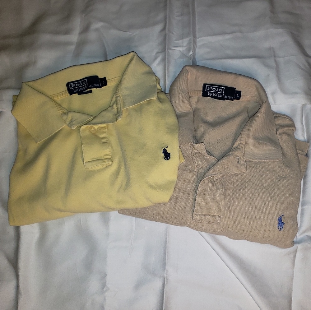 Polo Ralph Lauren Pima Soft Touch Yellow shirt & Mesh Beige/Sand Color Size L